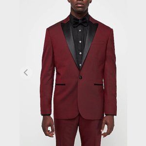Slim Oxford Wool-Blend Stretch Tuxedo Jacket
